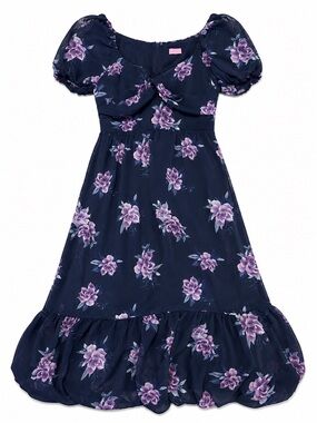 Francesca's Collections Navy Dress with Purple Floral Print